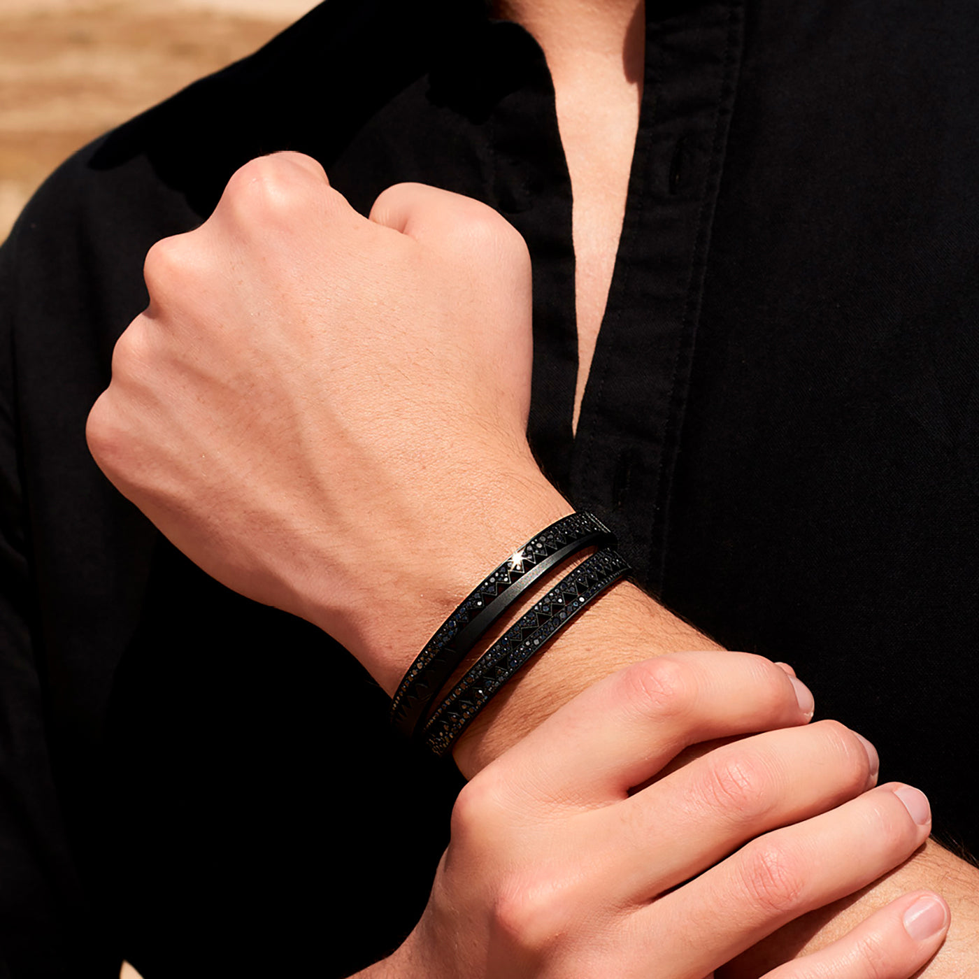 Bracelet jonc Capture Me diamants noirs