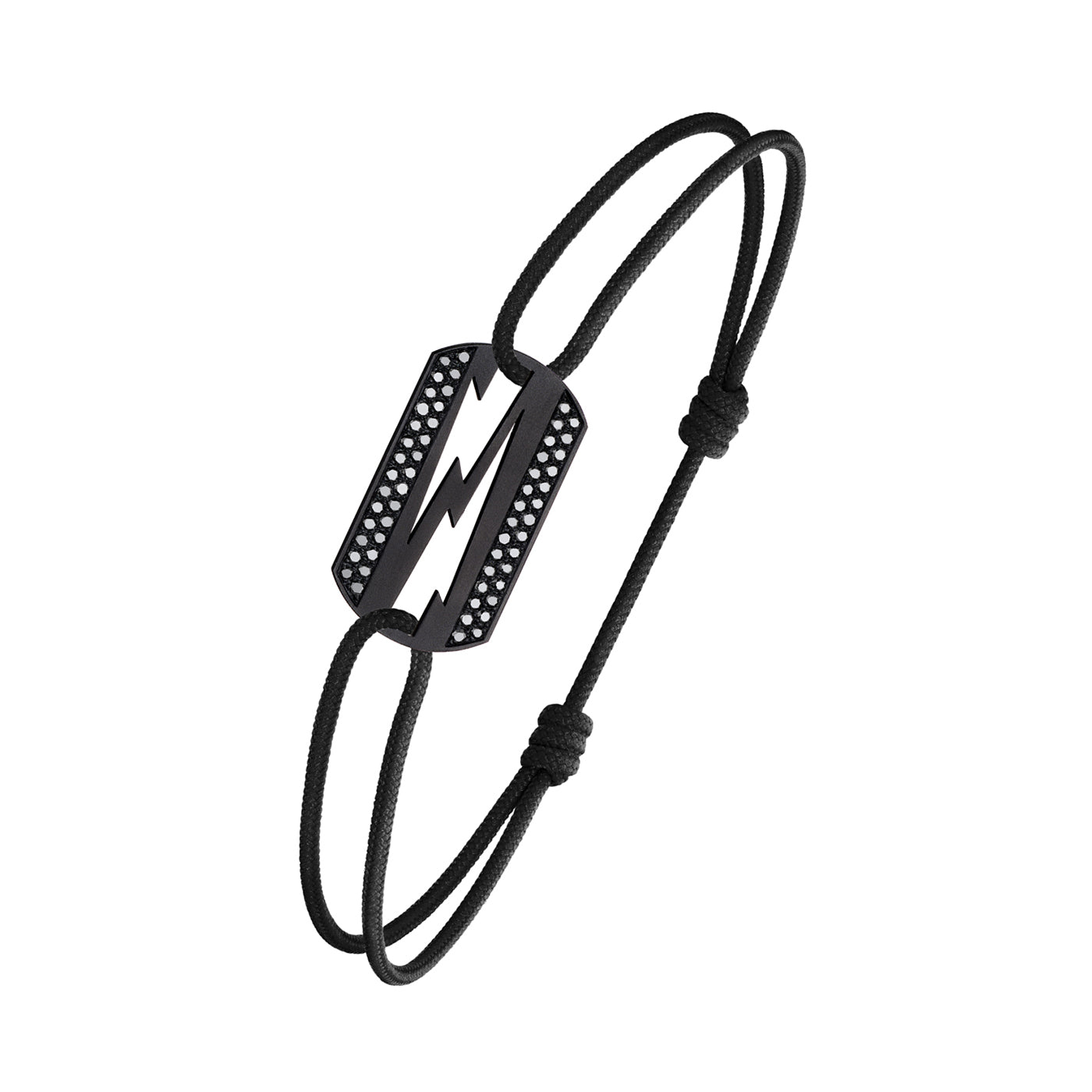 Bracelet cordon Lovetag diamants noirs