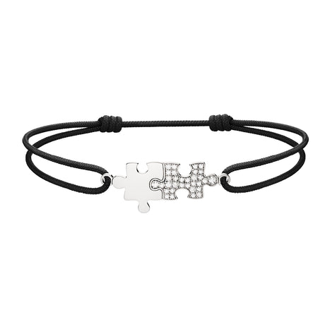 Bracelet cordon Puzzle Duo diamants
