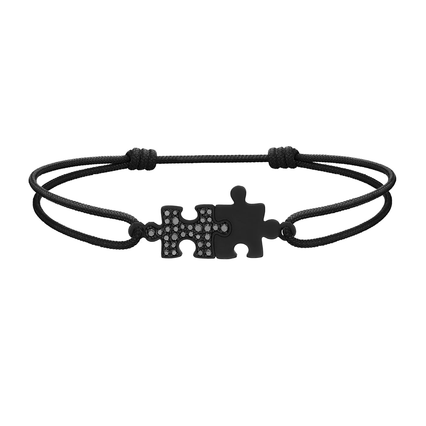 Bracelet cordon Puzzle Duo diamants noirs