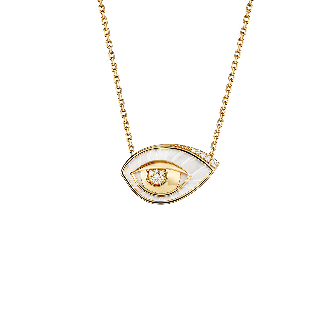 Collier Talisman nacre & diamants - Protection