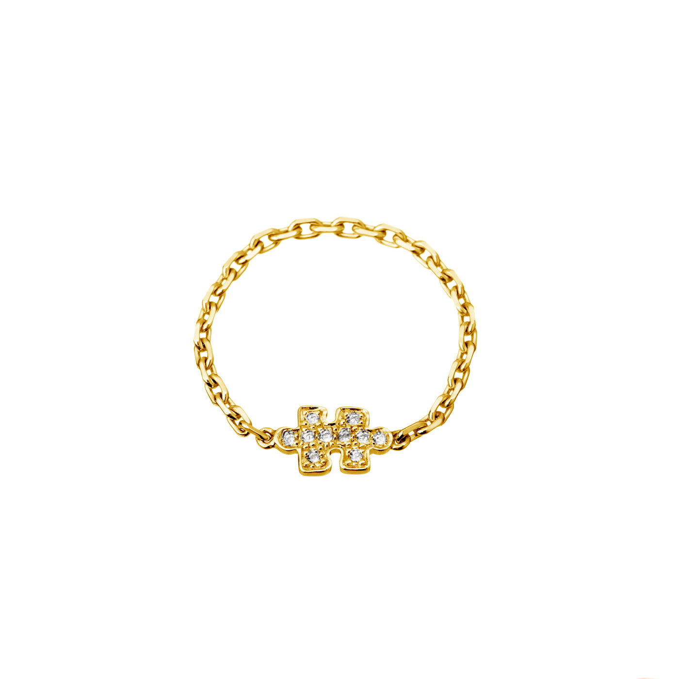 Bague chaîne Mini Puzzle diamants