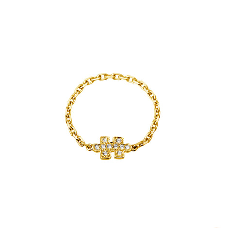 Bague chaîne Mini Puzzle diamants