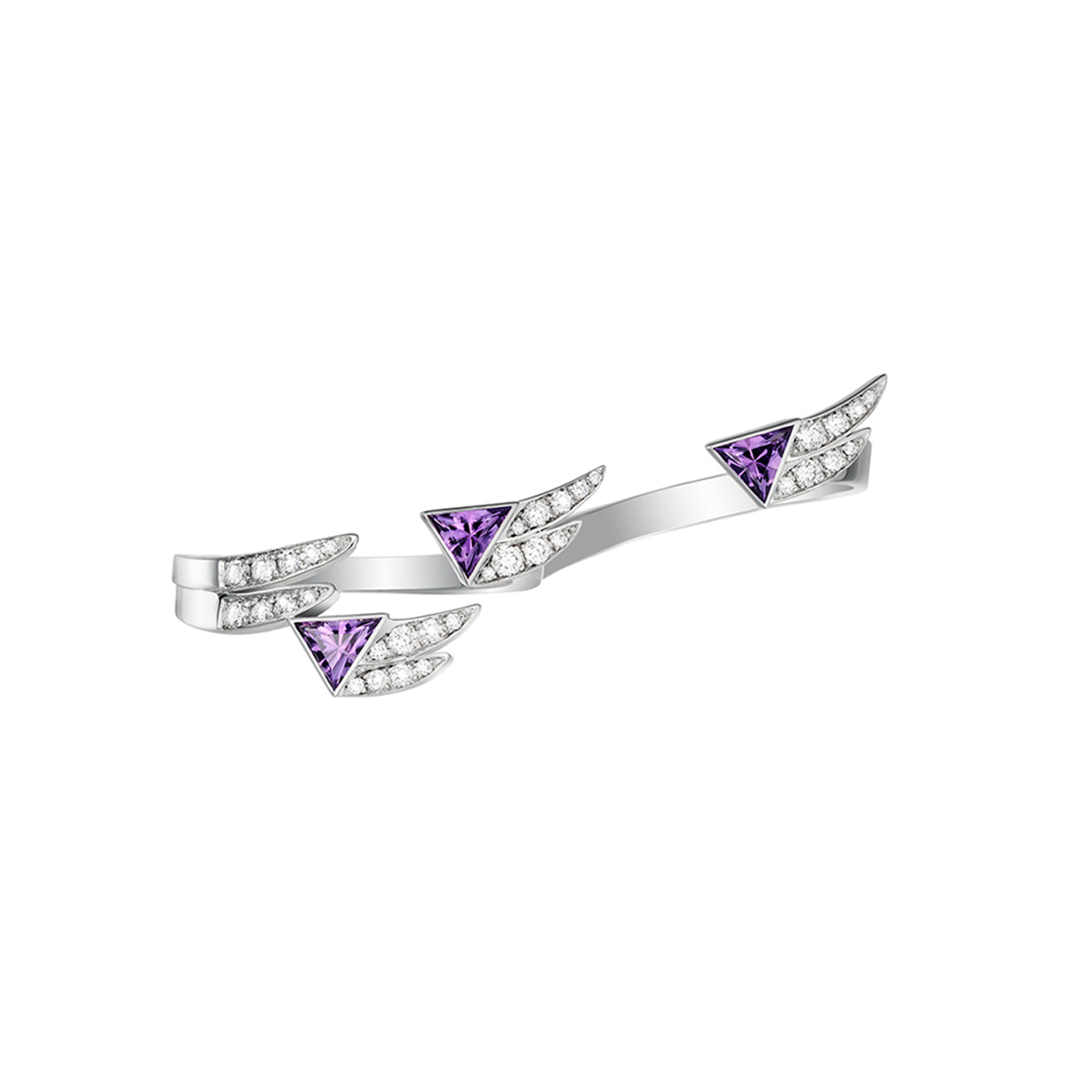 Bague double Spread your Wings améthystes diamants