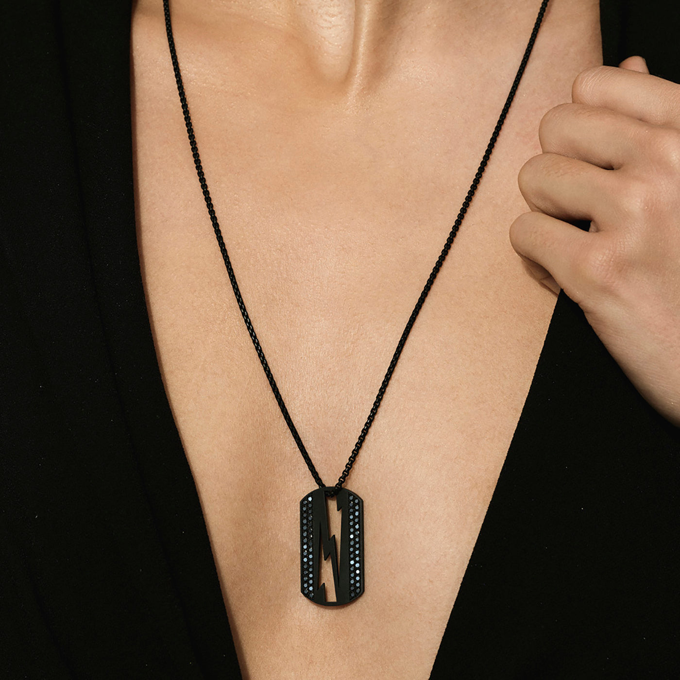 Lovetag black diamond necklace