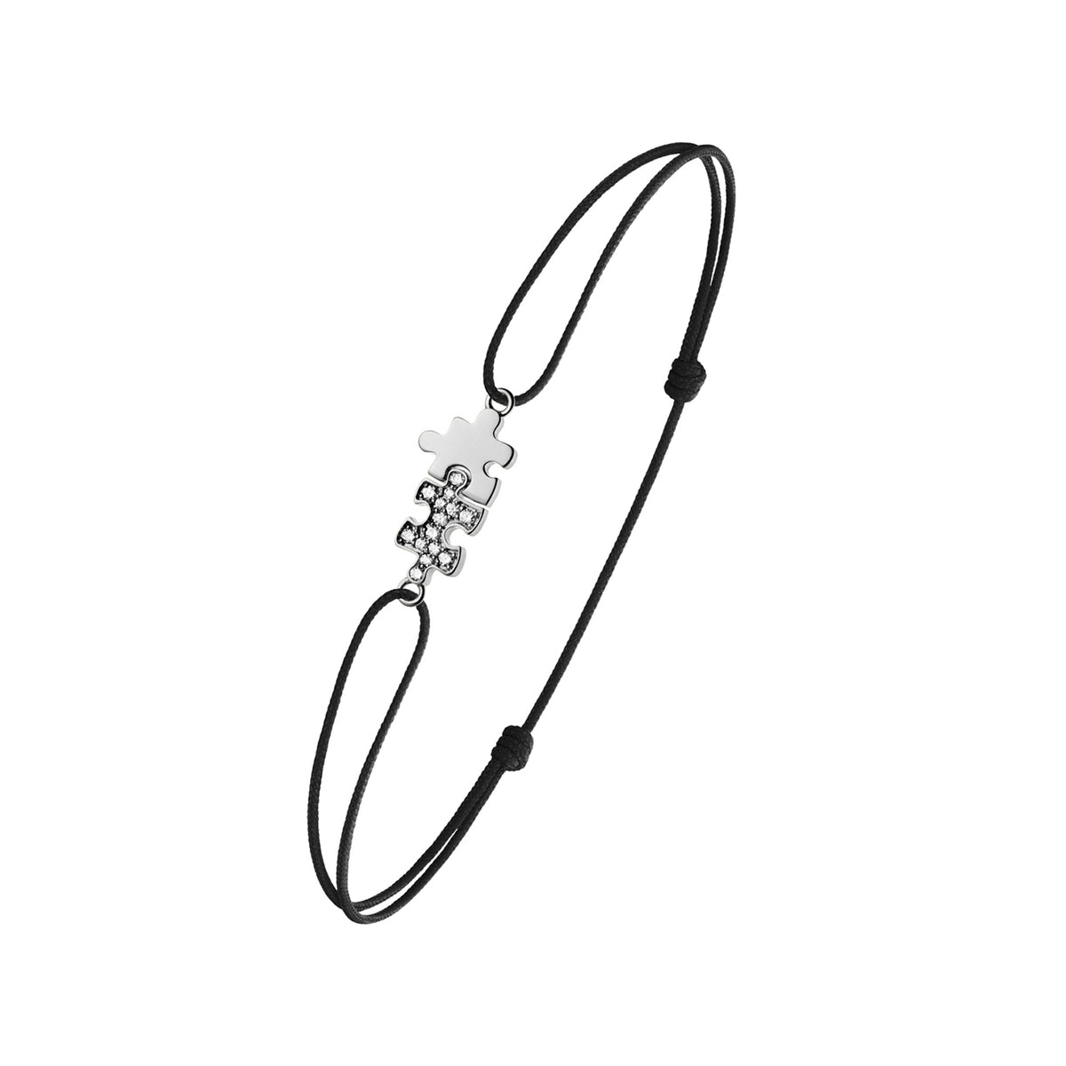 Mini Puzzle Duo diamonds cord bracelet