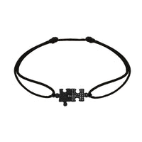 Bracelet cordon Puzzle Duo diamants noirs