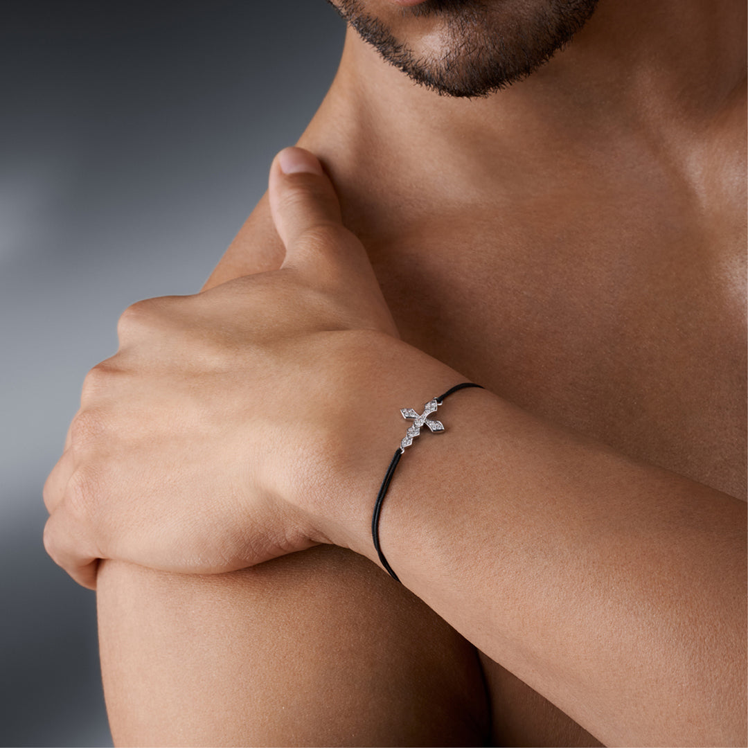 Bracelet cordon Python diamants