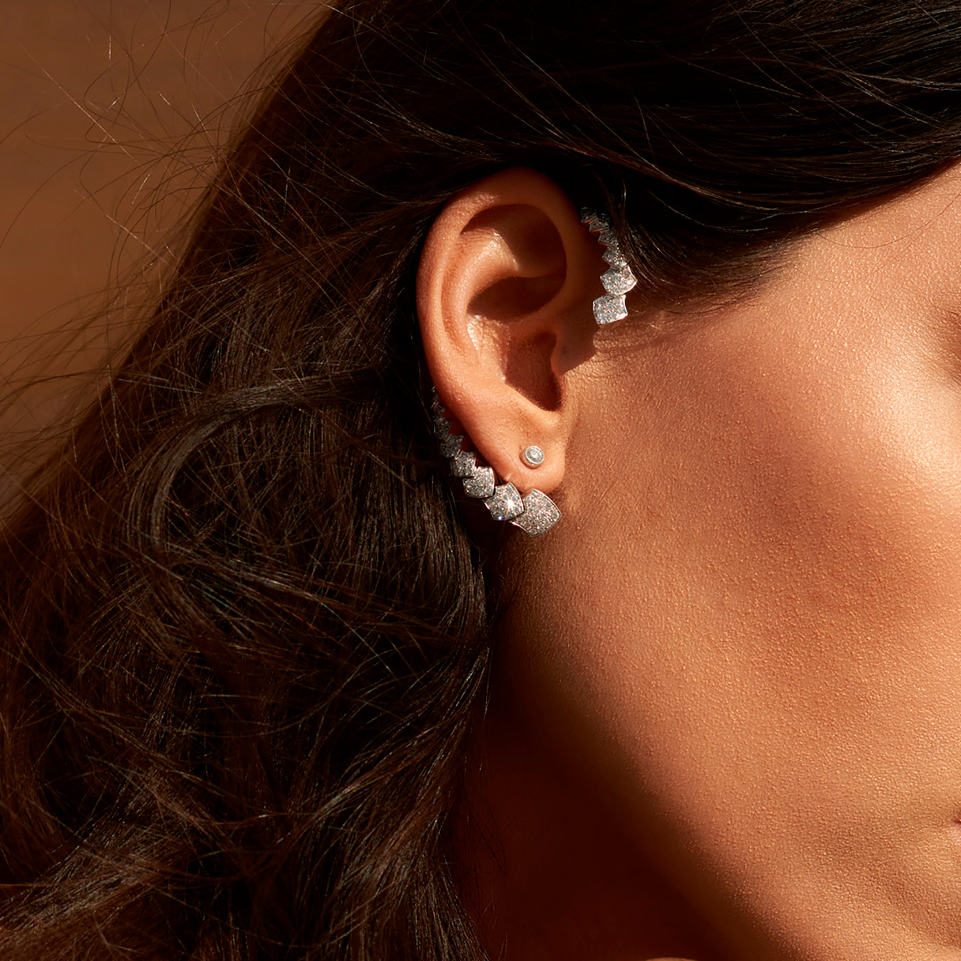 Python diamond earcuff earring