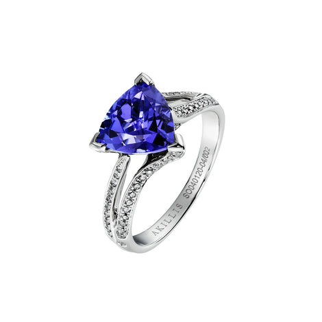 White gold tanzanite diamond ring