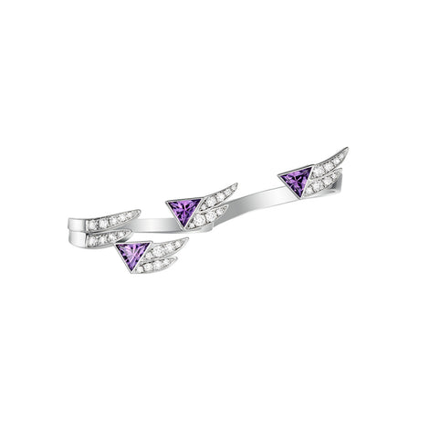 Spread your Wings amethyst diamond double ring